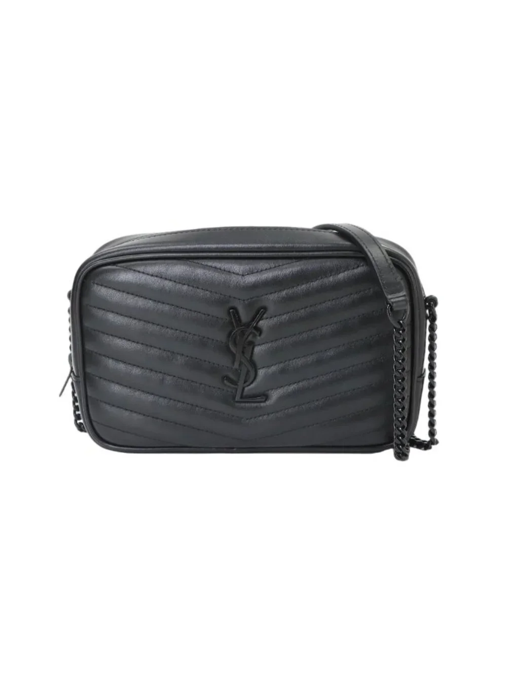 Saint Laurent Lou Chain Shoulder Bag Leather Black
